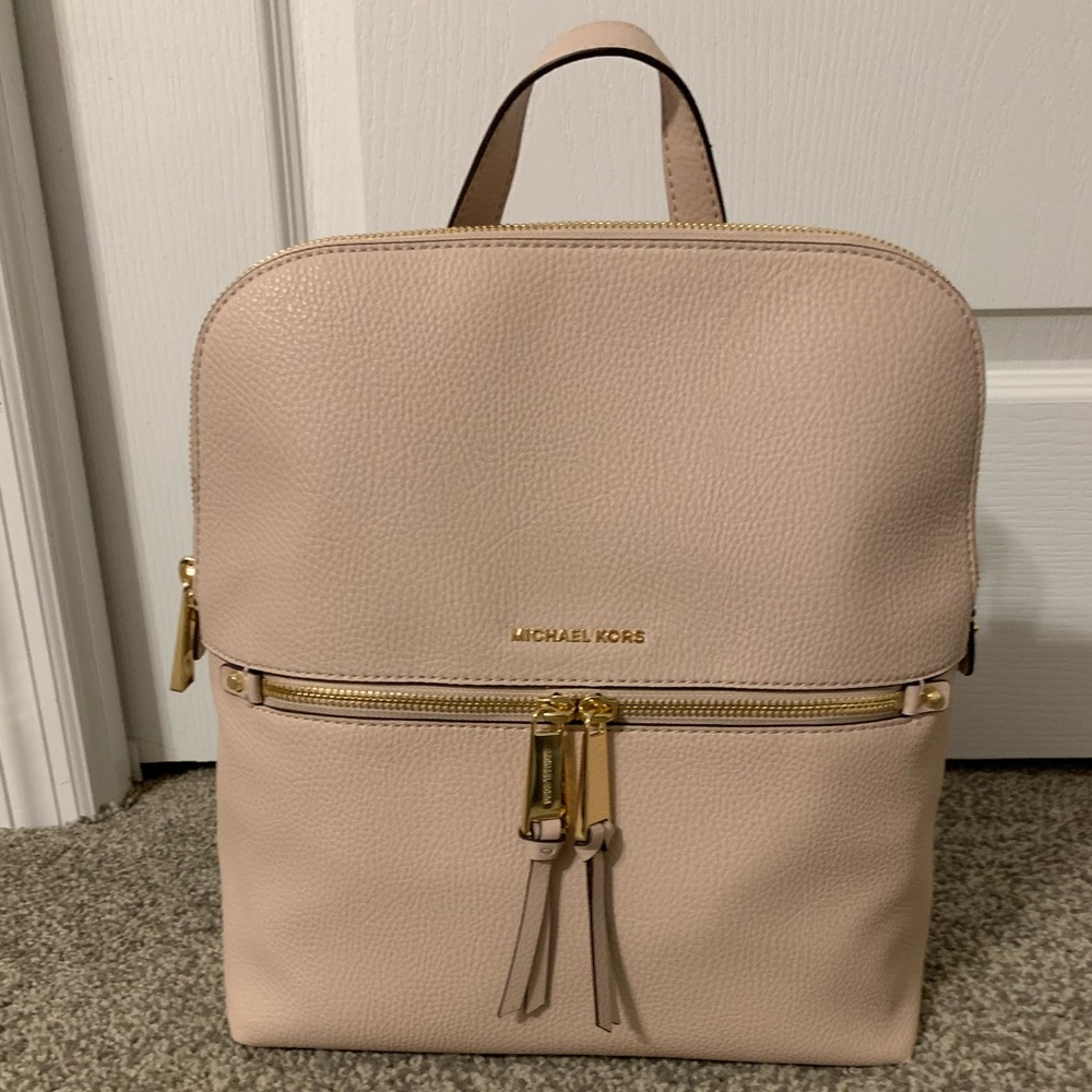 Michael Kors Rhea Pebbled Slim Backpack
